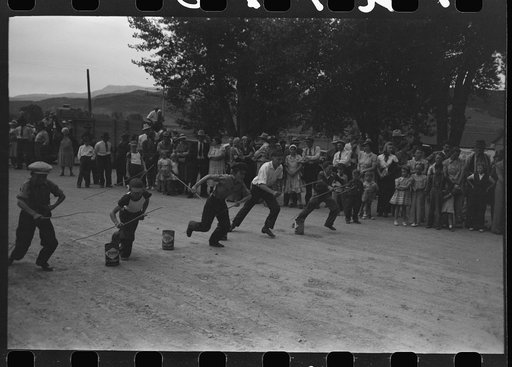 Untitled photo, possibly related to: Potato race for children at Labor Day celebration, Ridgway, Colorado