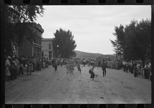 Untitled photo, possibly related to: Potato race for children at Labor Day celebration, Ridgway, Colorado