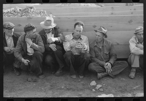 Untitled photo, possibly related to: Group of miners talking at Labor Day celebration, Silverton, Colorado