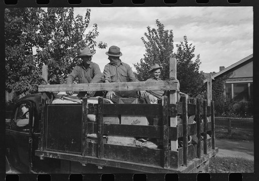 Untitled photo, possibly related to: Group of Mormon farmers getting ready to leave Santa Clara, Utah (their homes) to round up sheep which have been in the mountains for the summer