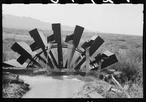 Untitled photo, possibly related to: Waterwheel, FSA (Farm Security Administration) water facilities project, Mohave County, Arizona
