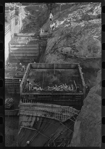 Shasta Dam under construction. Shasta County, California