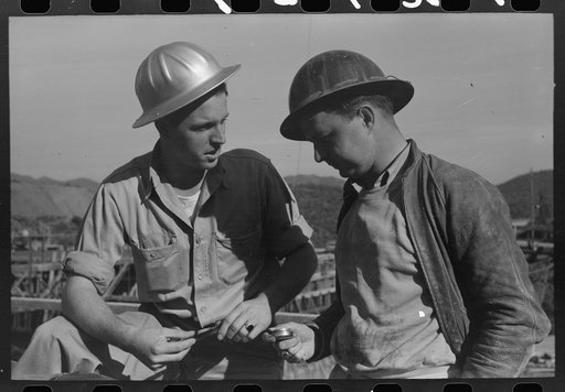 Construction workers, Shasta Dam, Shasta County, California