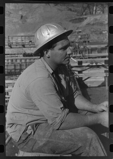 Untitled photo, possibly related to: Construction worker, Shasta Dam, Shasta County, California