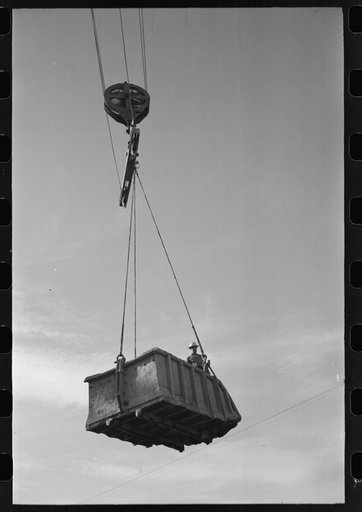 Untitled photo, possibly related to: Shasta Dam under construction, looking down the river, Shasta County, California