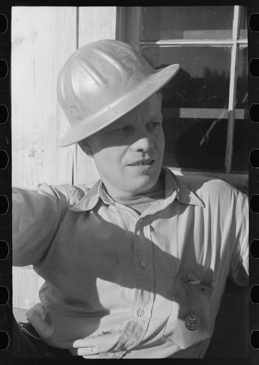 Construction worker on Shasta Dam, Shasta County, California
