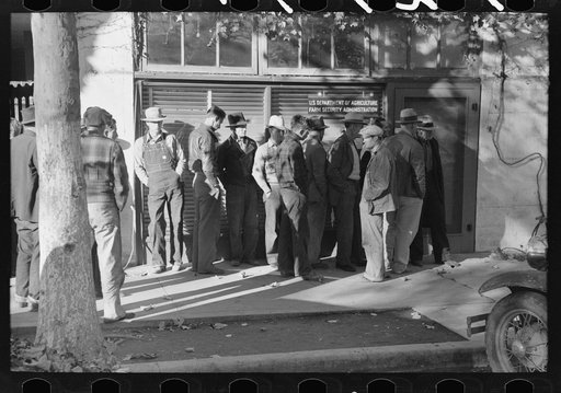 Untitled photo, possibly related to: Applicants for grants. FSA (Farm Security Administration) office at Marysville, California
