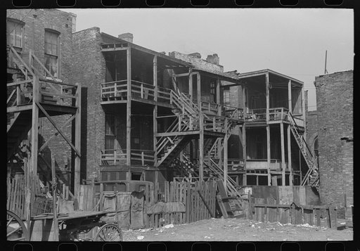 Back steps of apartments in Negro section of Chicago, Illinois