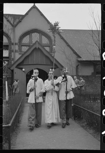 Start of the processional from an Episcopal church on Easter morning, South Side of Chicago, Illinois