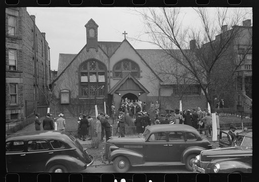 Church services are over on Easter Sunday an an Episcopal Church on the South Side of Chicago, Illinois