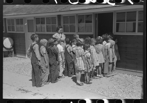 Untitled photo, possibly related to: Schoolchildren at the FSA (Farm Security Administration) labor camp, at Caldwell, Idaho