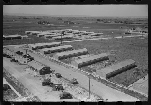 Row shelters of farm workers at the FSA (Farm Security Administration) labor camp. Caldwell, Idaho