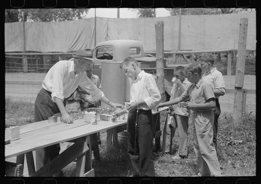 Untitled photo, possibly related to: Free coffee stands at the picnic grounds on the Fourth of July. Vale, Oregon