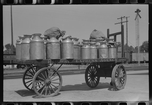 Milk which has arrived by train. Caldwell, Idaho