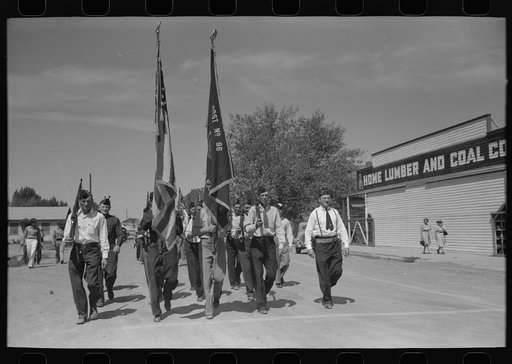 Untitled photo, possibly related to: Legionaries parade on the Fourth of July at Vale, Oregon