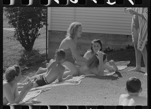 Untitled photo, possibly related to: Sun bathers at the park swimming pool, Caldwell, Idaho