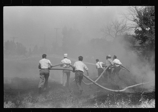 Fighting grass fire on the Fourth of July. Vale, Oregon
