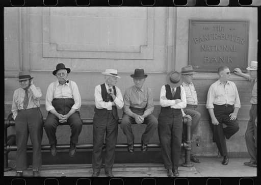 In front of bank, Walla Walla, Washington