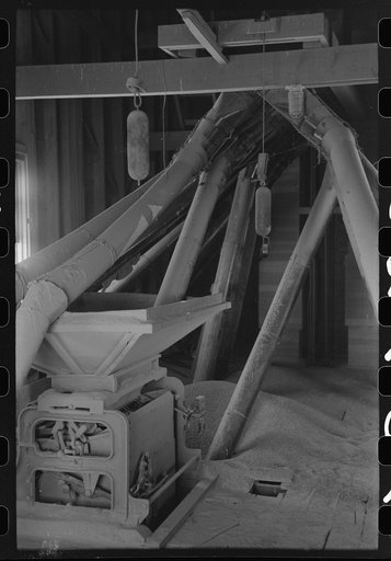 Untitled photo, possibly related to: Directing bulk wheat after combine has been through. Eureka Flats, Walla Walla County, Washington