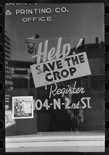 Sign on store window in Yakima, Washington, the crop referred to is hops