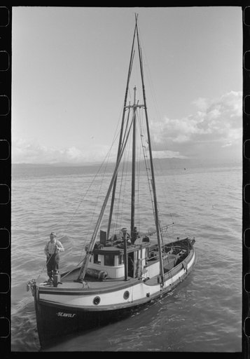 Untitled photo, possibly related to: Fishing boat tied up at docks of the Columbia River Packing Association, Astoria, Oregon