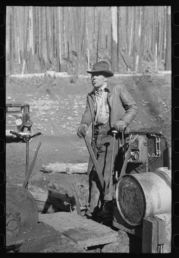 Untitled photo, possibly related to: Donkey puncher and donkey engine at gyppo logging operations, Tillamook County, Oregon