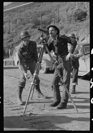 Part of the surveying crew at Shasta Dam, Shasta County, California