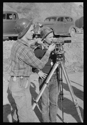 Part of the surveying crew at Shasta Dam, Shasta County, California