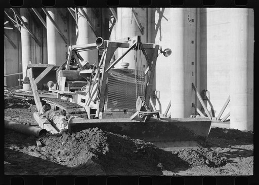 Bulldozer at work at Shasta Dam, Shasta County, California