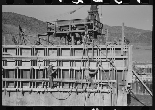 Working on forms for concrete at Shasta Dam, Shasta County, California