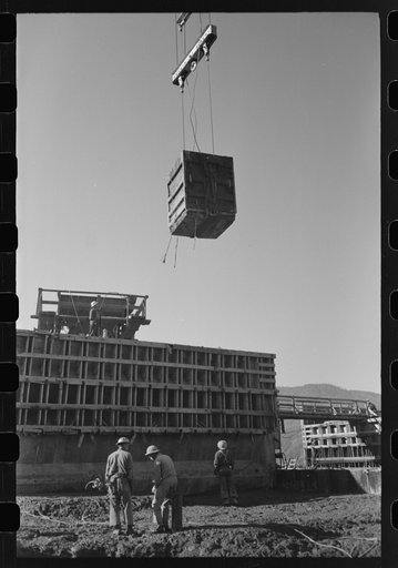 Untitled photo, possibly related to: Pouring concrete at Shasta Dam, Shasta County, California