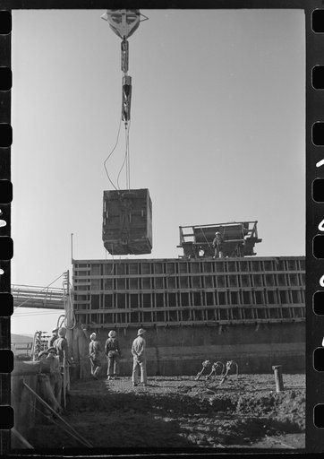 Untitled photo, possibly related to: Pouring concrete at Shasta Dam, Shasta County, California