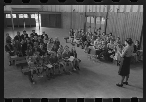 Sunday school, FSA (Farm Security Administration) farm workers community, Woodville, California
