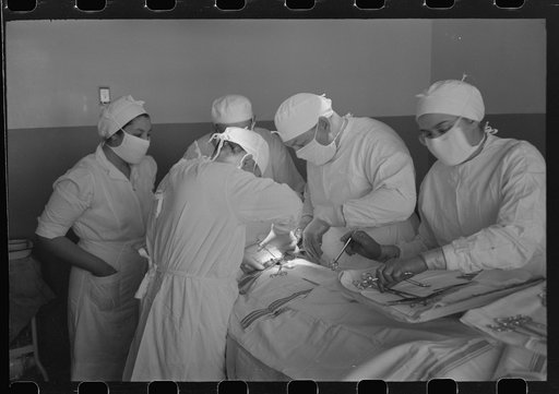 Operation at the Cairns General Hospital at the FSA (Farm Security Administration) farmworkers community, Eleven Mile Corner, Arizona