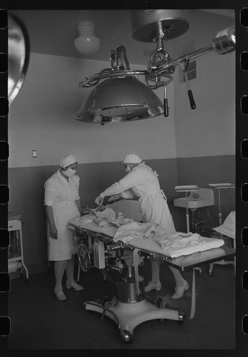 Getting ready for operation at the Cairns General Hospital at the FSA (Farm Security Administration) farmworkers community, Eleven Mile Corner, Arizona