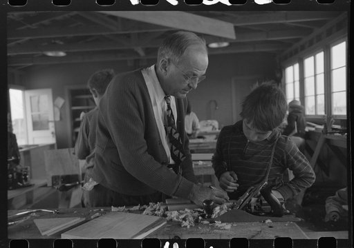 In the woodwork vocational training class, at the FSA (Farm Security Administration) farmworkers community, Eleven Mile Corner, Arizona