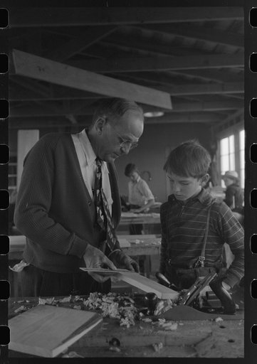 In the woodwork vocational training class, at the FSA (Farm Security Administration) farmworkers community, Eleven Mile Corner, Arizona