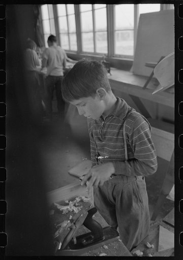 Untitled photo, possibly related to: In the woodwork vocational training class, at the FSA (Farm Security Administration) farmworkers community, Eleven Mile Corner, Arizona