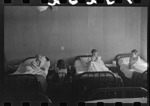 In the boys' ward at the Cairns General Hospital at the FSA (Farm Security Administration) farmworkers community, Eleven Mile Corner, Arizona