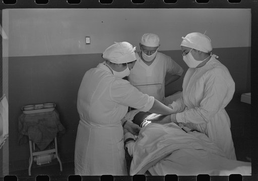 Operation at the Cairns General Hopsital at the FSA (Farm Security Administration) farmworkers community, Eleven Mile Corner, Arizona