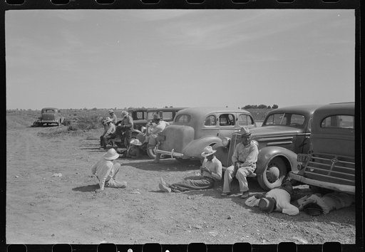 Imperial County, California. Agricultural workers during lunch hour