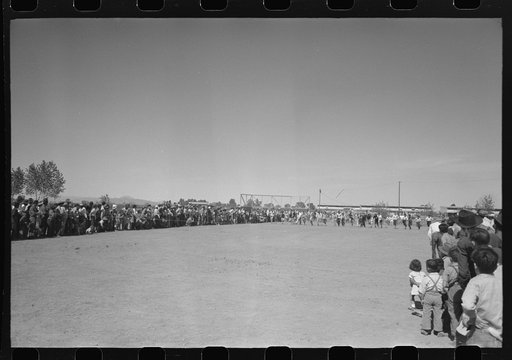 Untitled photo, possibly related to: Race at the annual field day of the FSA (Farm Security Administration) farmworkers community, Yuma, Arizona