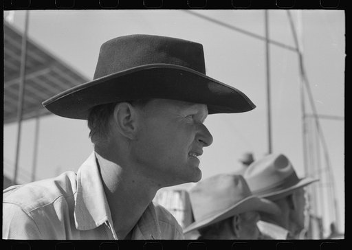 El Centro (vicinity), California. Cowboy at the Imperial County Fair