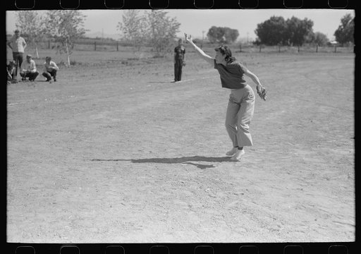 Baseball game at the annual field day of the FSA (Farm Security Administration) farmworkers community, Yuma, Arizona