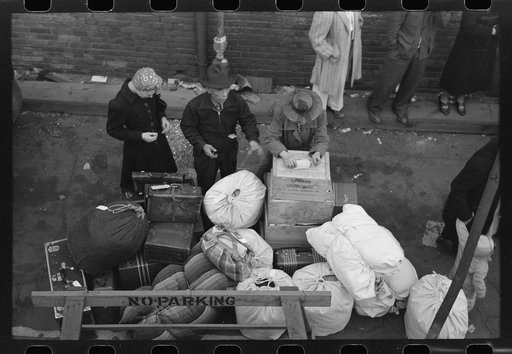 Los Angeles, California. The evacuation of the Japanese-Americans from West Coast areas under U.S. Army war emergency order. Baggage ready to be taken to Owens Valley