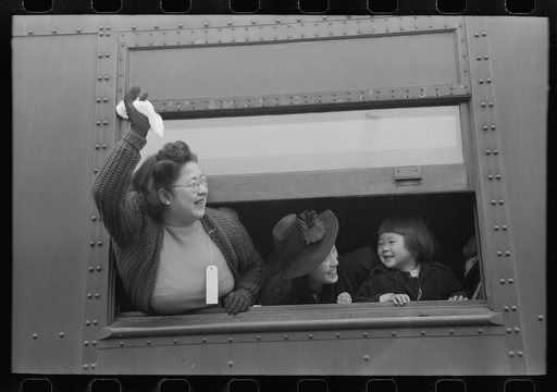 Los Angeles, California. Japanese-American evacuation from West Coast areas under U.S. Army war emergency order. Leaving for Owens Valley