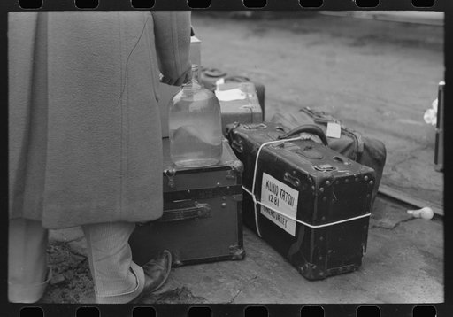 Los Angeles, California. The evacuation of Japanese-Americans from West Coast areas under U.S. Army war emergency orders. Baggage of Japanese-American who is being evacuated