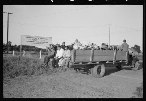 Untitled photo, possibly related to: Nyssa, Oregon. FSA (Farm Security Administration) mobile camp. Japanese-American farm workers leaving the camp