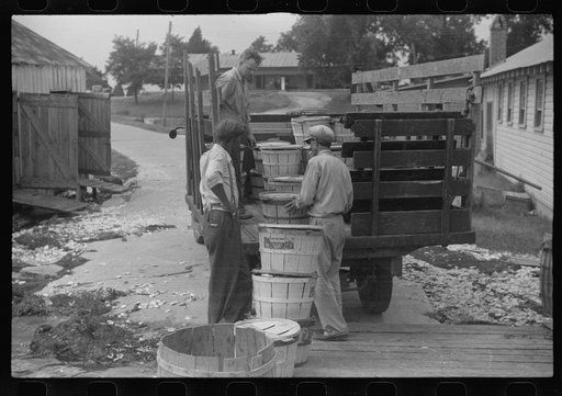 Untitled photo, possibly related to: Loading crabs to be shipped to Washington. D.C. at Rock Point, Maryland