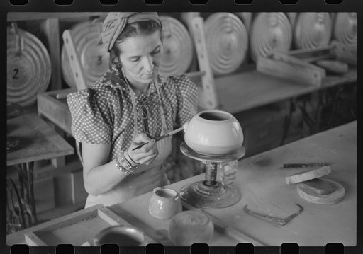 Untitled photo, possibly related to: Pottery making at Indian school. Pine Ridge, South Dakota
